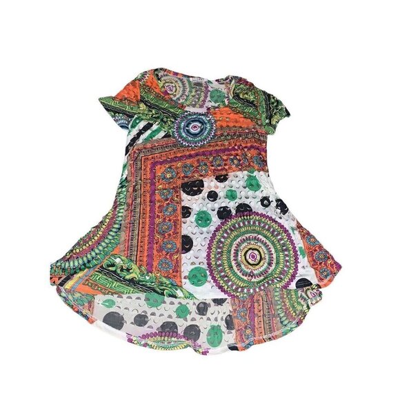 Adore Womens Size L  Multi  Colored Cut Out Tab Shift Dress Boho Mod Hippie - Picture 1 of 6